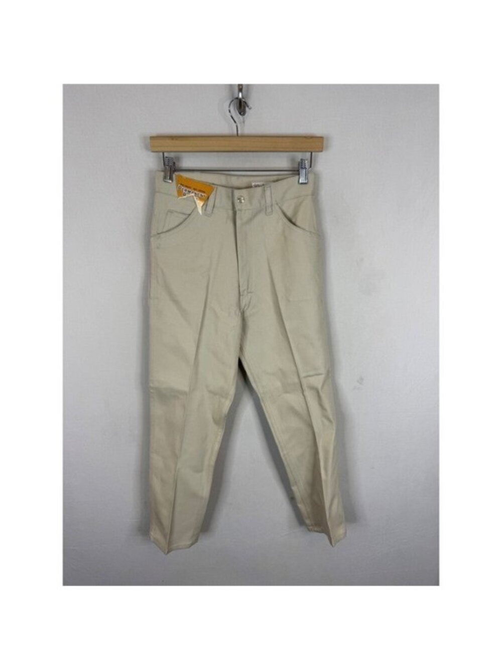 Vintage Western Permanent Press Tan Twill Pants High Rise Deadstock Size 12 70s